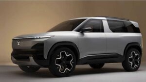 New Tata Sierra EV front view with LED headlights and premium modern design